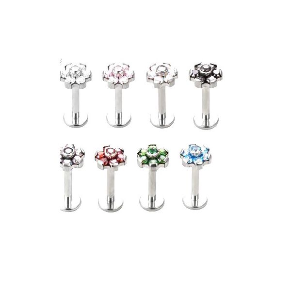 Topo Labret Formato Florzinha C/ 07 Pedra Cz Lapidada