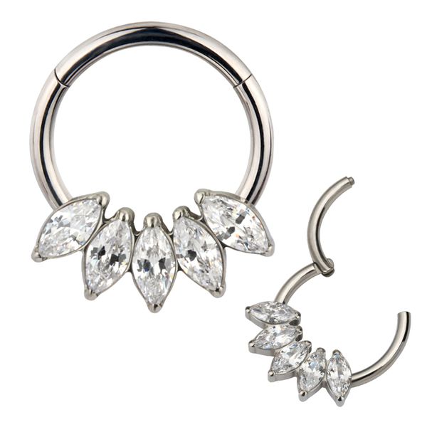 Argola Segmentada Com 5 Navete Zirconia Natural