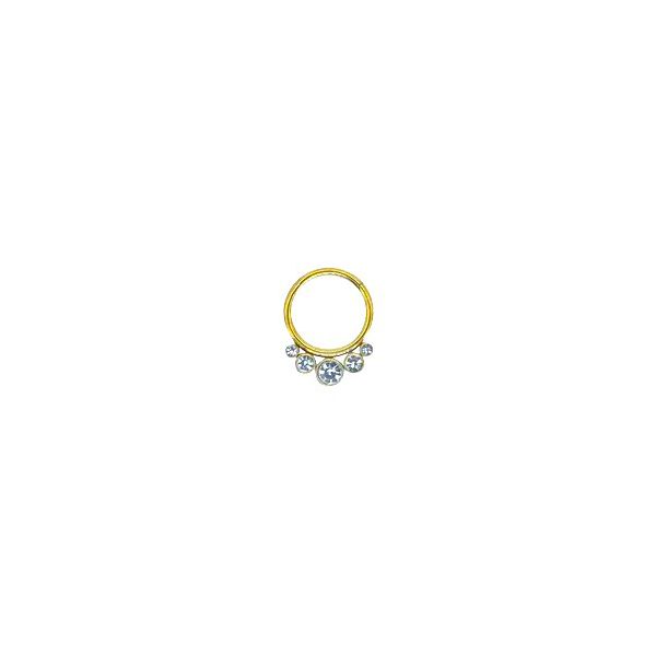 Argola Clicker Segmentada Com Pedraria , 05 Cz 