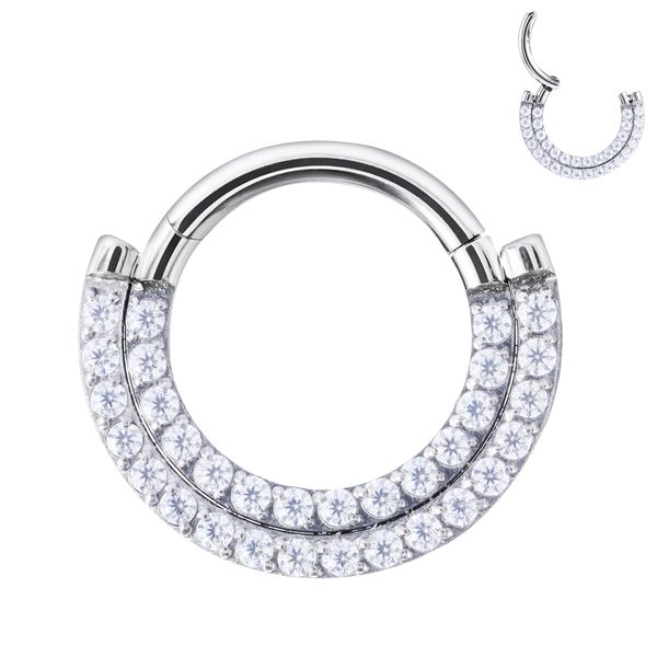Argola Dupla Segmentada Com Pedras Cz