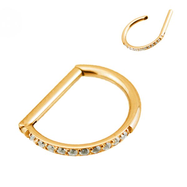 Argola Formato D Ring Cravejada Pedras Zircônias