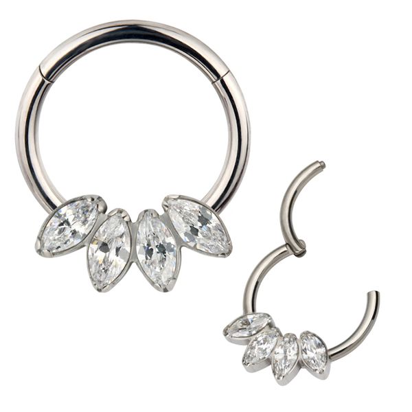 Argola Segmentada Com 04 Navete e Zirconias Natural