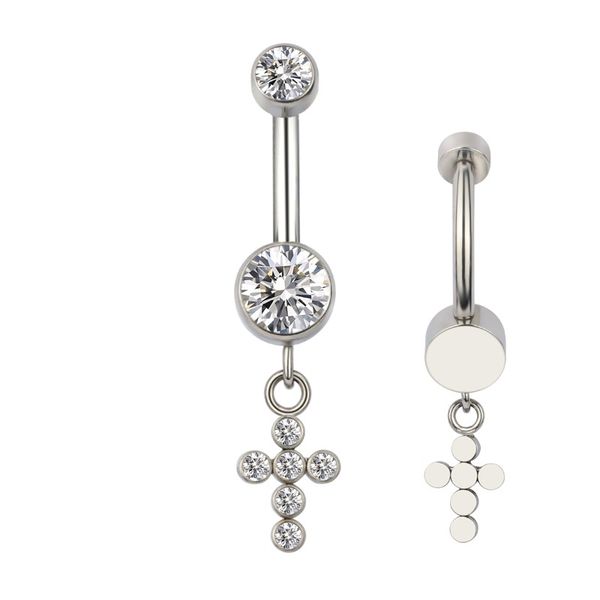 Joia De Umbigo Com Pedras Elaborada Em Titanio Cravejada Com Zirconia