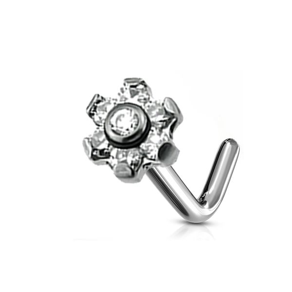 Piercing Titanio Nariz Formato L Com Pedraria 