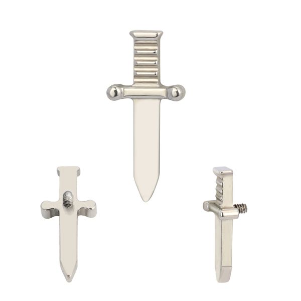 Labret Formato Espada Confeccionado Em Titanio Ast Mf136
