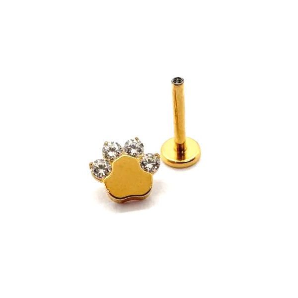 Labret Formato Patinha Com 04 Pedras Cz