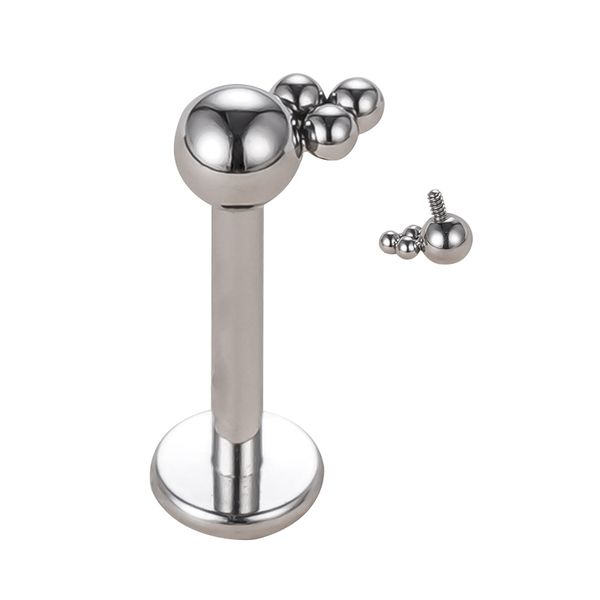 Labret Ornamental Com Bola 3mm Central e 3 Esferas Tribais