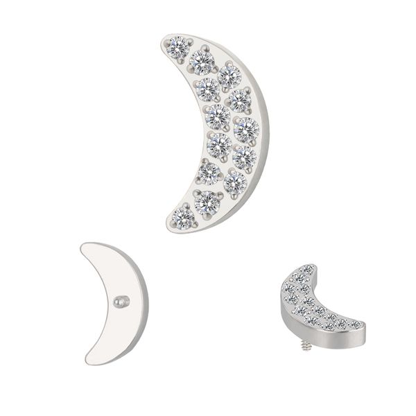 Labret Topo Meia Lua Em Titano Com Pedras Cz Cravadas