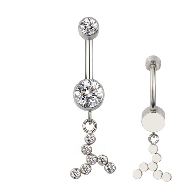  PIERCING UMBIGO EM TITANIO COM PEDRA E PINGENTE EM SWAROVSKI