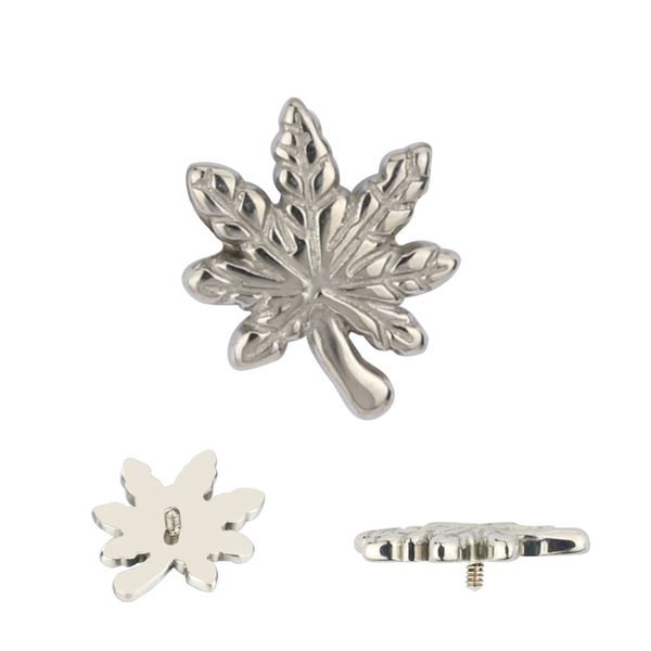 Titanium High Polished Maple Leaf Internally Threaded Top