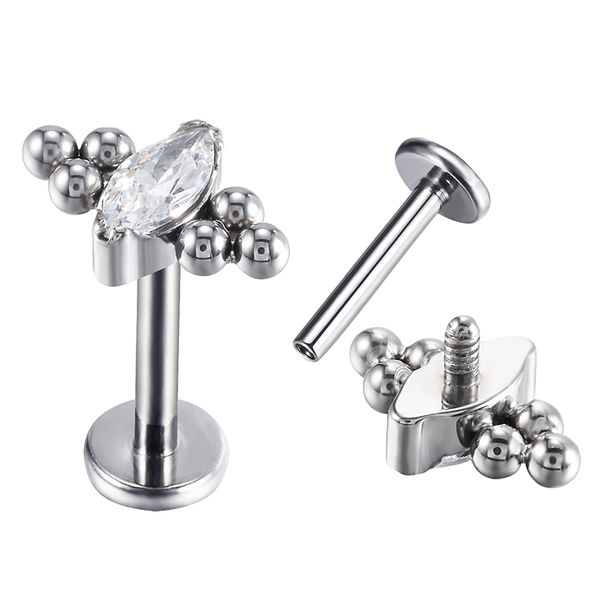 Labret Cluster Marquise com Bolinhas De Titânio 