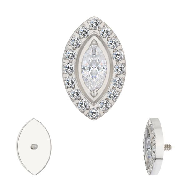 Topo Pedra Central Cz Marquise Com 14 Pedrinhas Cravejadas Adornando