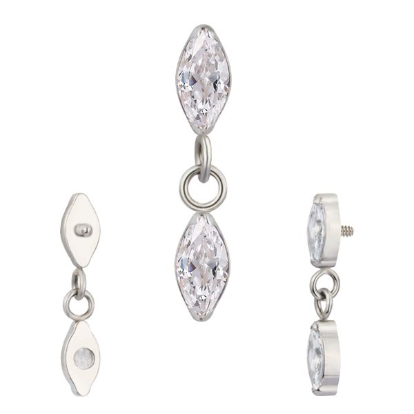 Labret Com 02 Pedra zircônias, Formato Marquise Articulado