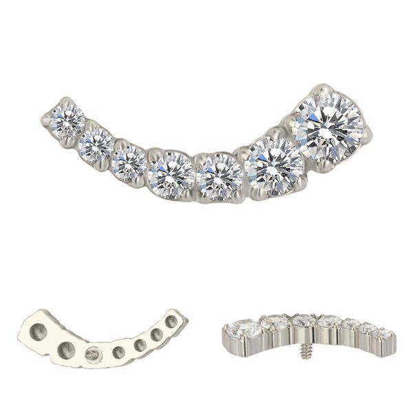  Labret Com 07 Pedras Cravejadas Decrescente Em Zirconia Natural