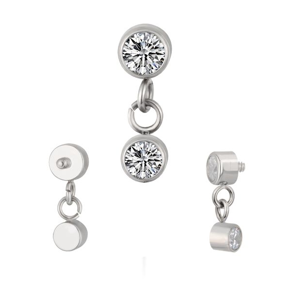Topo Labret 02 Pedras Cz Entrelacadas e Cravadas Em Titanio