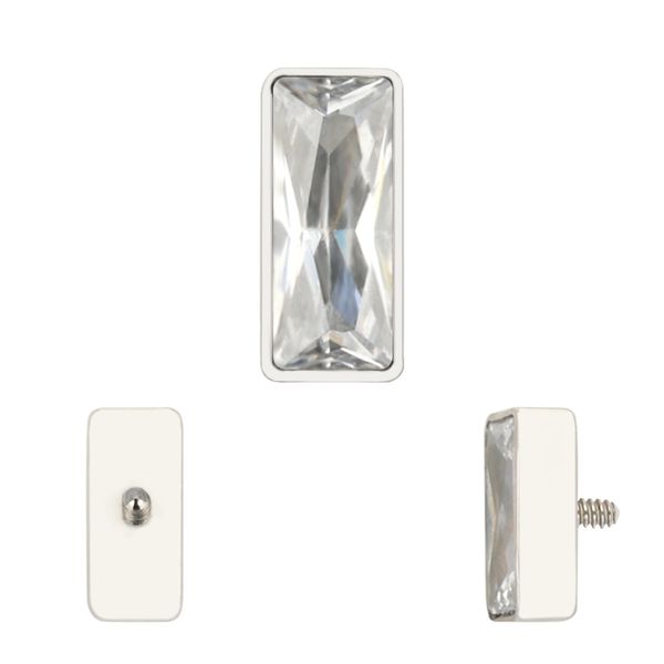 Topo Labret Com Pedra Zirconia Retangular Lapidada, Rosca Interna