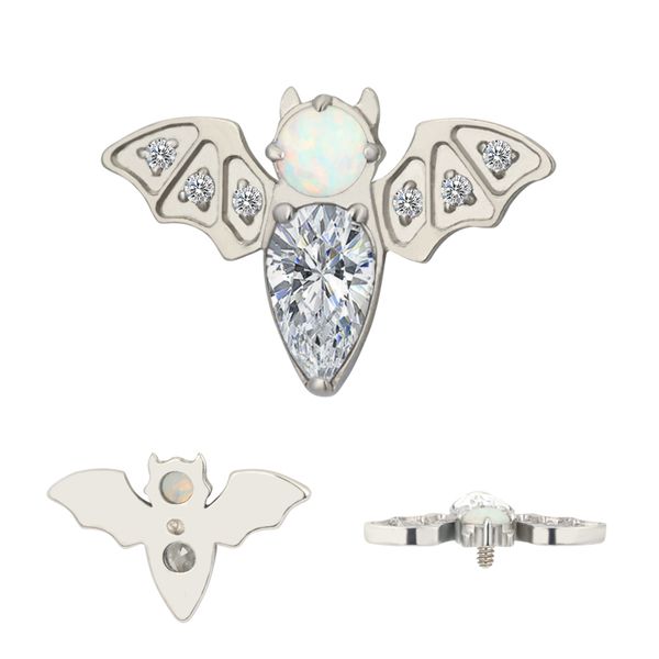  Labret Morcego C/ 08 Pedra Cz Naturais Cravejadas, Rosca Interna