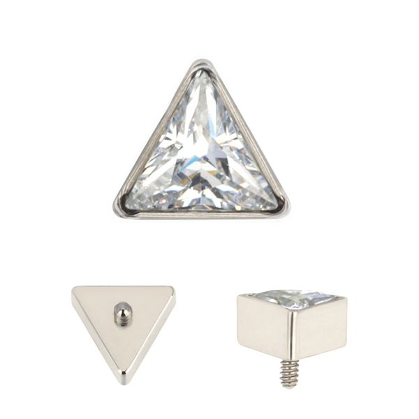  Labret Pedra Cz Triangular Rosca Interna Titanio