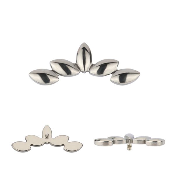 Labret Piercing Titânio Folhas Lisas Polidas