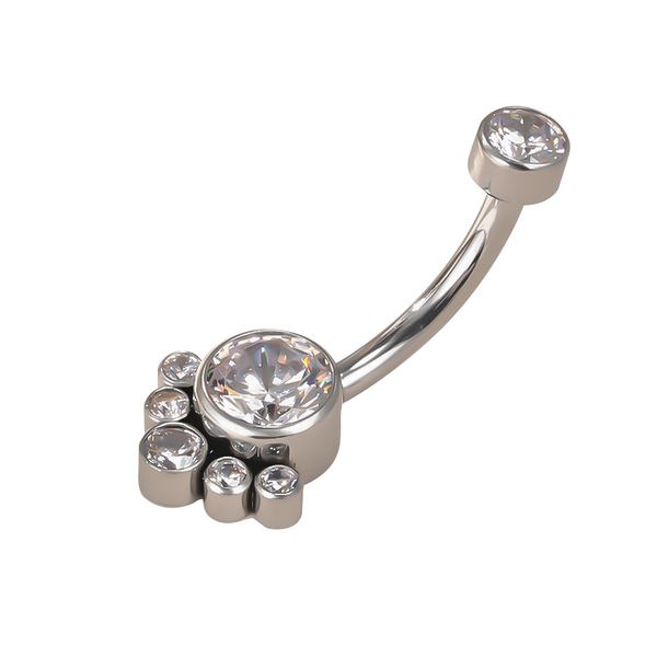 Piercing de Umbigo 6 Pedras Rosca Interna Lapidada