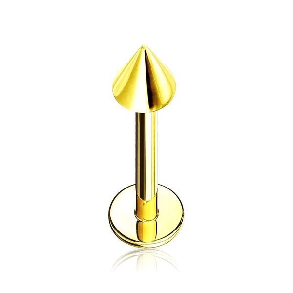 Labret Spike em Titânio e Pvd Gold Espessura: 1.6mm