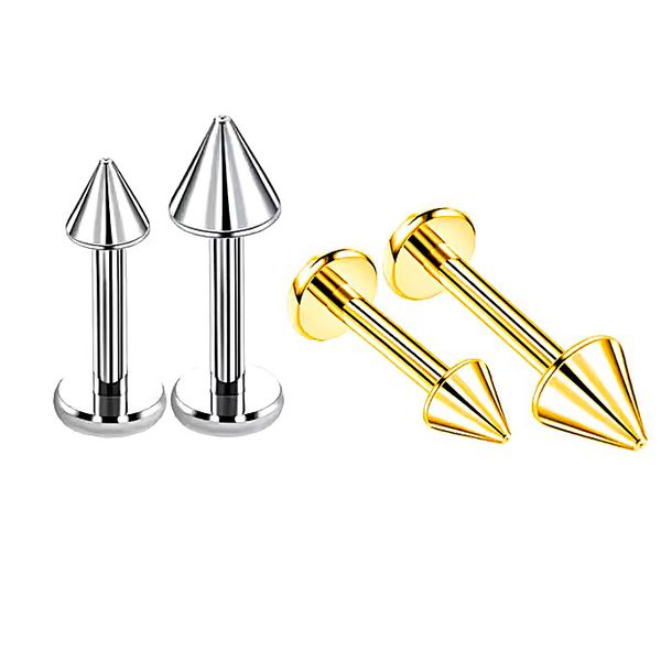 Labret Spike 8mm Pvd Gold / Titânio