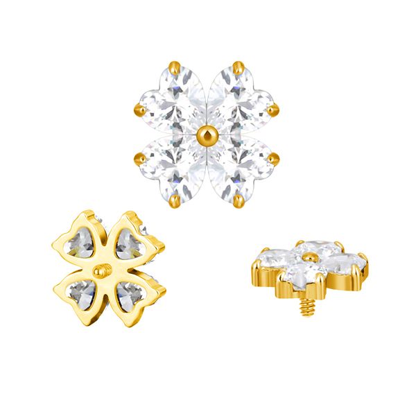 Trevo 4 corações zirconia natural