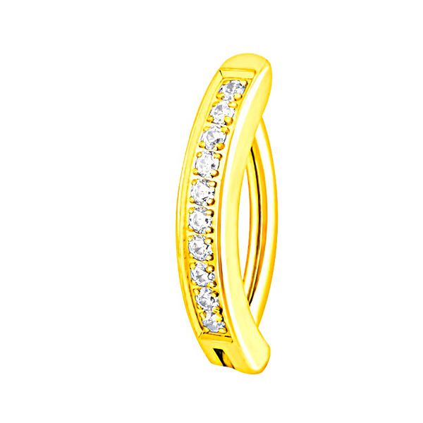  Piercing Para Umbigo Formato J 10 Pedras CZ Cravejadas