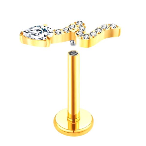  Labret,Cobrinha com Pedraria Confecionada em Titanio