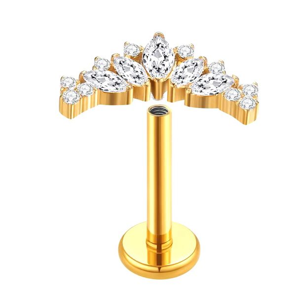 Clasico Labret com 05 Navetes e 10 Zircônias Naturais 