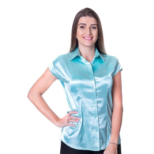 Blusa de Cetim Manga Japonesa Verde Clara Leila