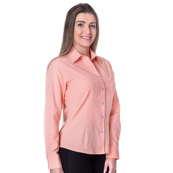 Blusa de Poá Laranja Feminina Manga Longa Mahdi