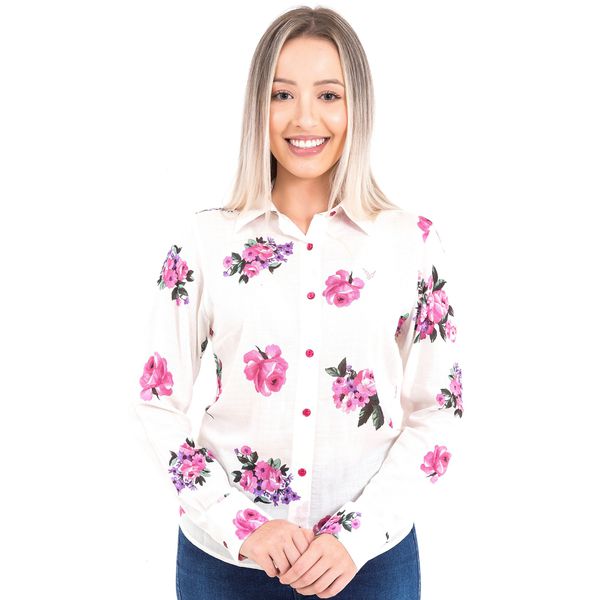 Blusa Floral Social Manga Longa Florença