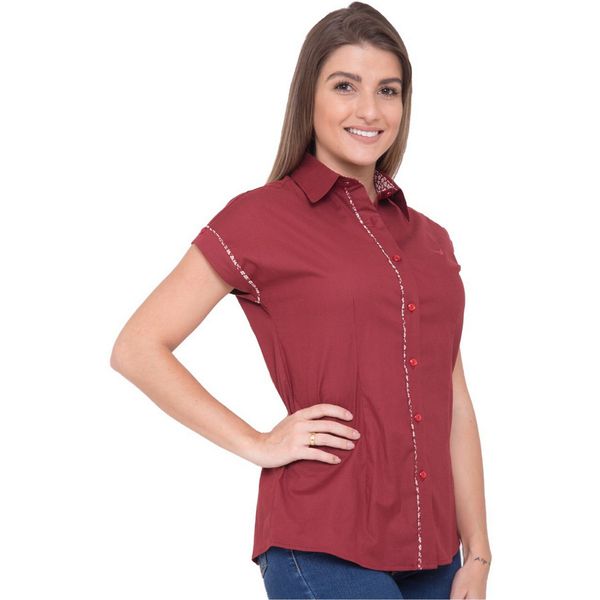 Blusa Manga Japonesa Vermelha Floral Maria