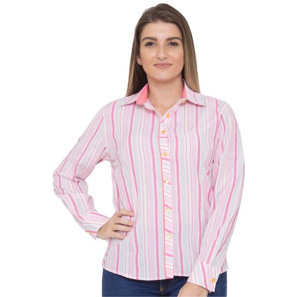 Blusa Social Feminina Manga Longa Listrada Kayla