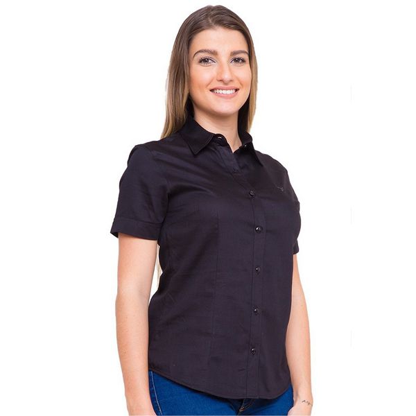 Camisa preta best sale social feminina