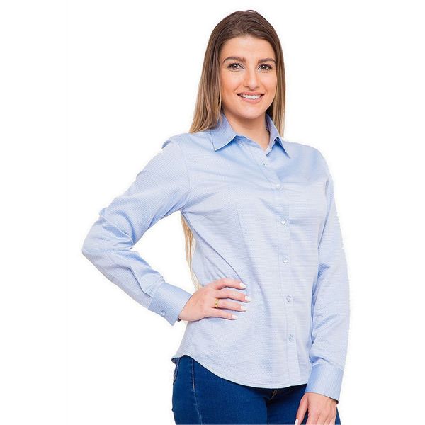 Camisa Azul Social Feminina Manga Longa Brunnie