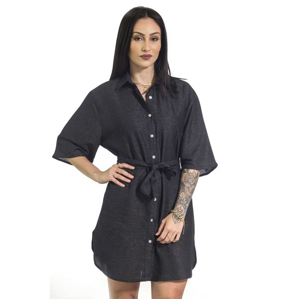 Saída de Praia Camisão Preto e Prata Ju