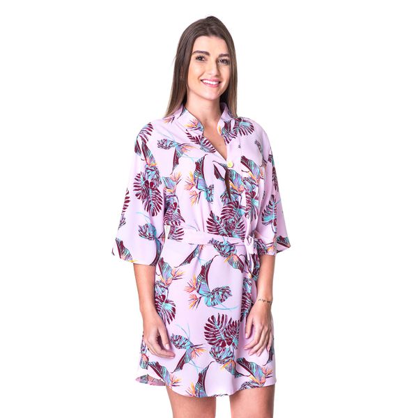 Saída de Praia Floral Lilás Kaftan Cameron