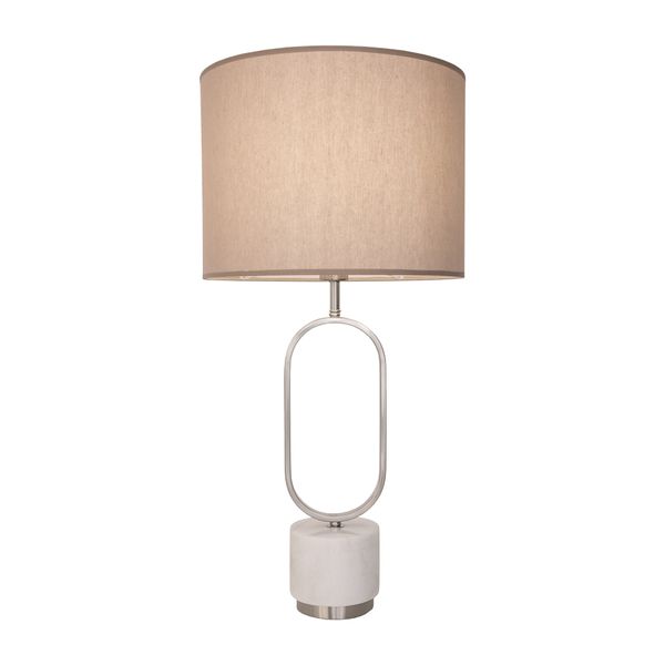 Abajur Ovale Niquel / Branco 1xe27 Bulbo Max 40w (somente Base)