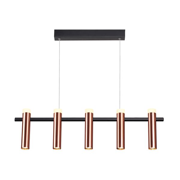 Pendente Tubi Cobre / Preto 5xled 7w