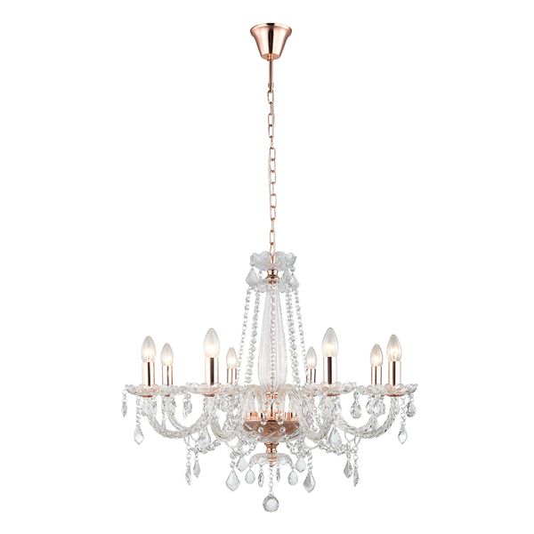 Pendente Tyene Rose Gold / Transparente 8xe14 Vela Max 40w
