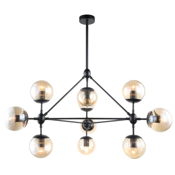 Pendente Orbe Preto / Champanhe 10xe27 Bolinha Max 40w