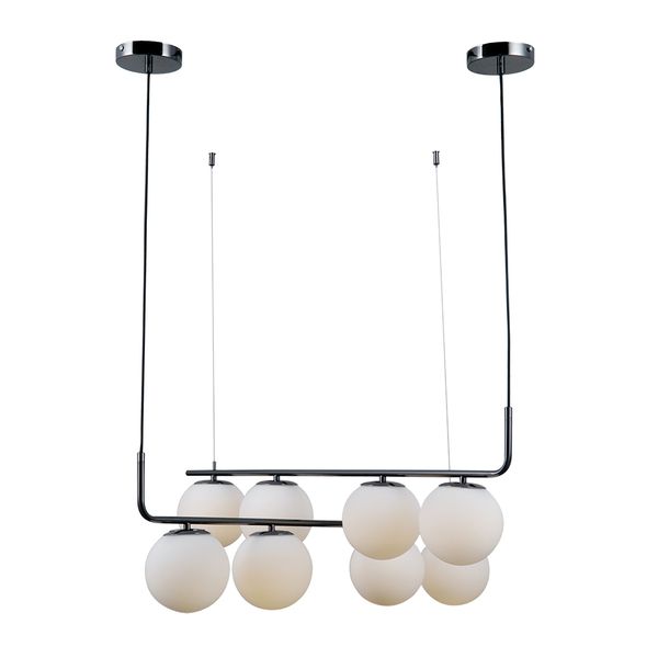 Pendente Petit Poa Cromo Negro / Branco 8xe27 Bolinha Max 5w