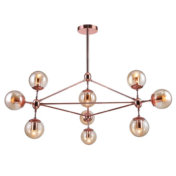 Pendente Orbe Cobre / Champanhe 10xe27 Bolinha Max 40w