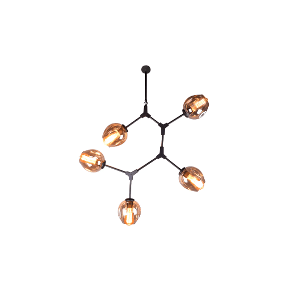 Pendente Orbe Preto / Champanhe 5xe27 Bulbo Max 40w