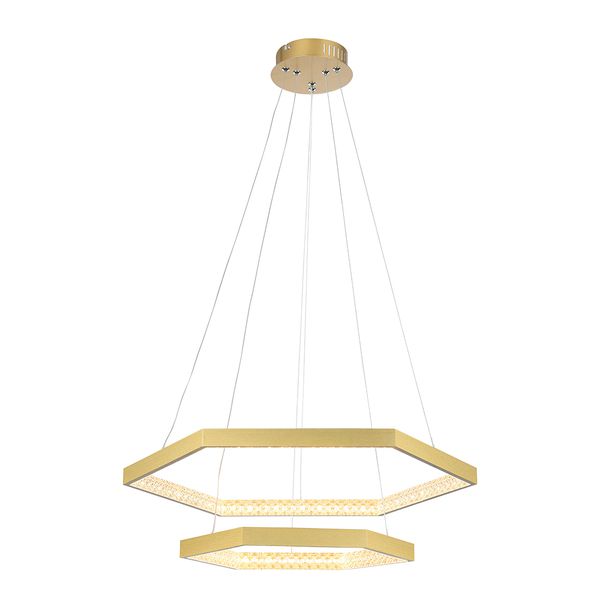 Pendente Hex Dourado / Transparente 1xled 30 + 20w