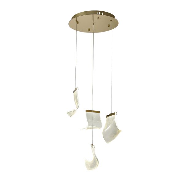 Pendente Onda Dourado / Transparente 4xled 2,5w