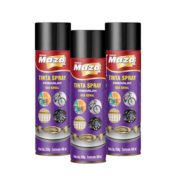 KIT SPRAY PRETO FOSCO 3 UN. 250G MAZA