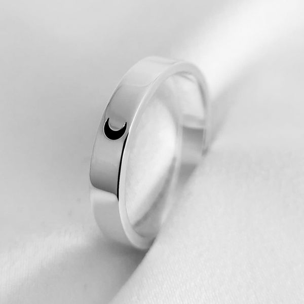 Aliança de Namoro em Prata Legitima Reta 3mm Lua - Peça Única 